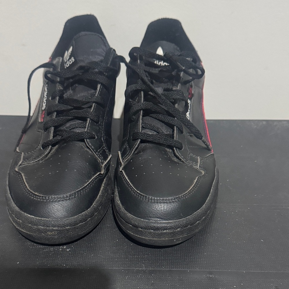 Adidas Men's Black Sneakers with Red Accents